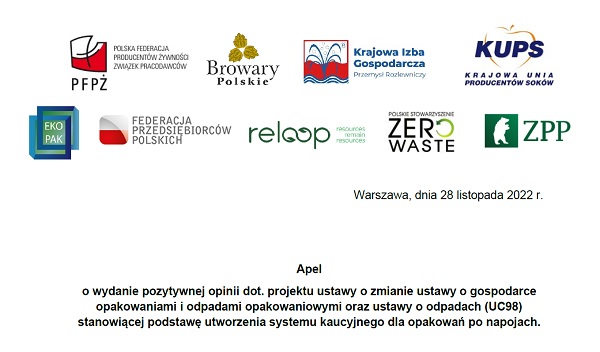 Apel dot. konieczno�ci utworzenia w Polsce sytemu kaucyjnego